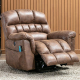 CANMOV Large Power Lift Recliner Chairs with Massage and Heat for Elderly Big People, Heavy Duty Electric Faux Leather Reclining Chairs with USB Port and 2 Side Pockets, Brown CANMOV