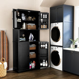 HLR 72" Kitchen Pantry Storage Cabinet, Freestanding Larder Cupboard, Kitchen Hutch Cabinet with Microwave Stand,Utility Pantry with Doors and Shelves for Dining Room, Living Room, Laundry HLR