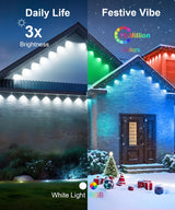 MuliVid 150Ft Permanent Outdoor Lights,Smart RGB Outdoor Lights with Remote APP Control, IP67 Waterproof Outside Light for House for Christmas, Halloween, Holiday, Party, Daily MuliVid