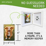 Green Pollywog | Paw Print Pet Keepsake Hinge Photo Frame + Ink Pad Kit | Dog Paw Print Kit | Extra-Large Ink Pad Included | 4 x 6 Picture Openings Green Pollywog