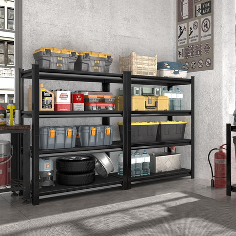 Rufokisa 40in Wide Garage Shelving Heavy Duty，2000lbs Large Loads Adjustable Garage Storage Shelves,All Metal Storage Racks and Utility Rack Shelves, 40”W x 16”D x 72”H (Black) Rufokisa