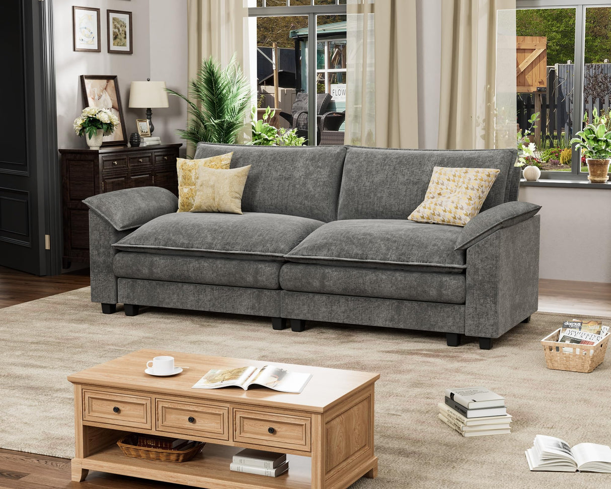 Homall 80" Modular Sectional Sofa, Loveseat Sofa Couch with Double-Layer Cushion, DIY Combination Chenille Deep 2-Seat Cloud Couch for Living Room, Apartment (Loveseat Sofa, Grey) Homall