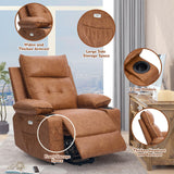 Polar Aurora Power Lift Chair for Elderly,Electric Recliner Chair with Vibrating Massage & Heating,Living Room Chair with Thickened armrest,USB Ports,2 Cup Holders,Brown Polar Aurora