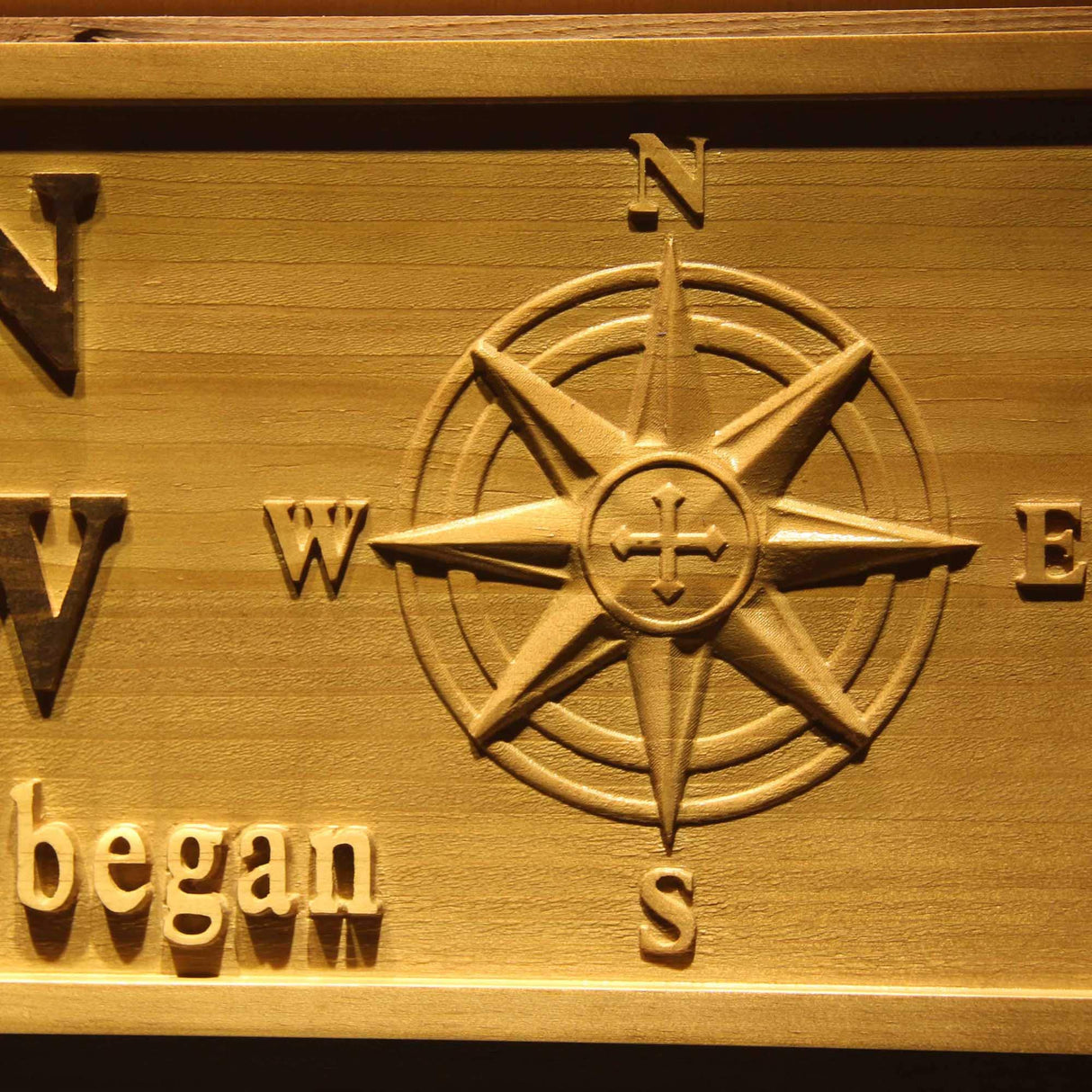 ADVPRO wpa0415 Compass Latitude Longitude Location Family Wedding Sign Wood Engraved Wooden Sign - Large 26.75 x 10.75 AdvPro