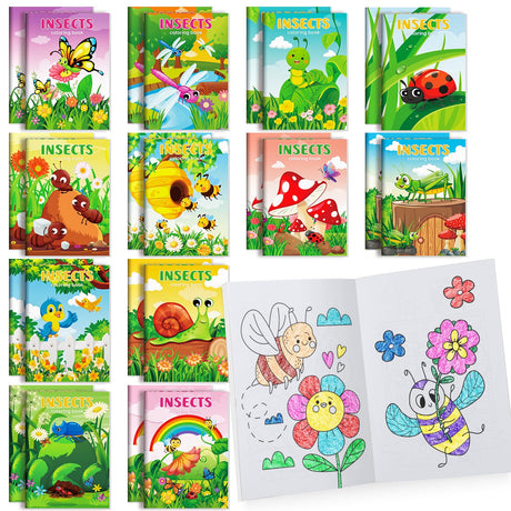 BenLouis 24 Pcs Insects Mini Coloring Books Kids Bugs Party Favors Small Activity Books Bulk for Kids Spring Butterfly Bee Birthday Goodie Bags Stuffers Return Gifts Classroom Travel BenLouis