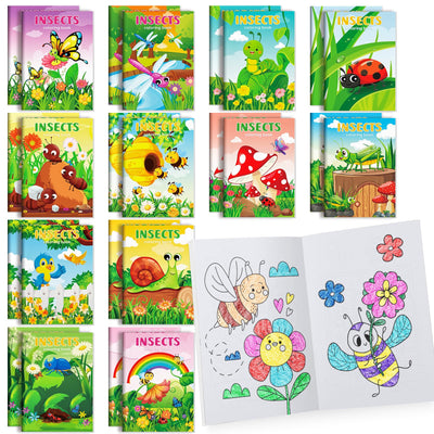 BenLouis 24 Pcs Insects Mini Coloring Books Kids Bugs Party Favors Small Activity Books Bulk for Kids Spring Butterfly Bee Birthday Goodie Bags Stuffers Return Gifts Classroom Travel