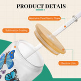 Joyclub 8 Pack Sublimation Glass Cups Blanks with Bamboo Lid 16 OZ Frosted Glass Beer Cans Mason Jar for Iced Coffee Juice Soda Drinks Joyclub