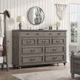 Jocoevol Farmhouse Dresser for Bedroom 9 Drawer Dresser with Deep Drawers, Tall Grey Big Large Wooden Chest of Drawers for Living Room, Hallway, Entryway (Grey, 9 Drawer) Jocoevol