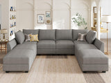 HONBAY Modular Couch with Storage U Shaped Modular Sectional Sofa, Convertible Modular Sectional Couch for Living Room, Grey HONBAY