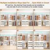 Aheaplus Closet System with 8 Wooden Drawers, Wood Closet Organizer System with Tower, Walk-in Closet Organizer Wardrobe Clothes Rack with 4 Hanging Rods, Garment Rack, Cut to Fit 7-12Ft, White Aheaplus