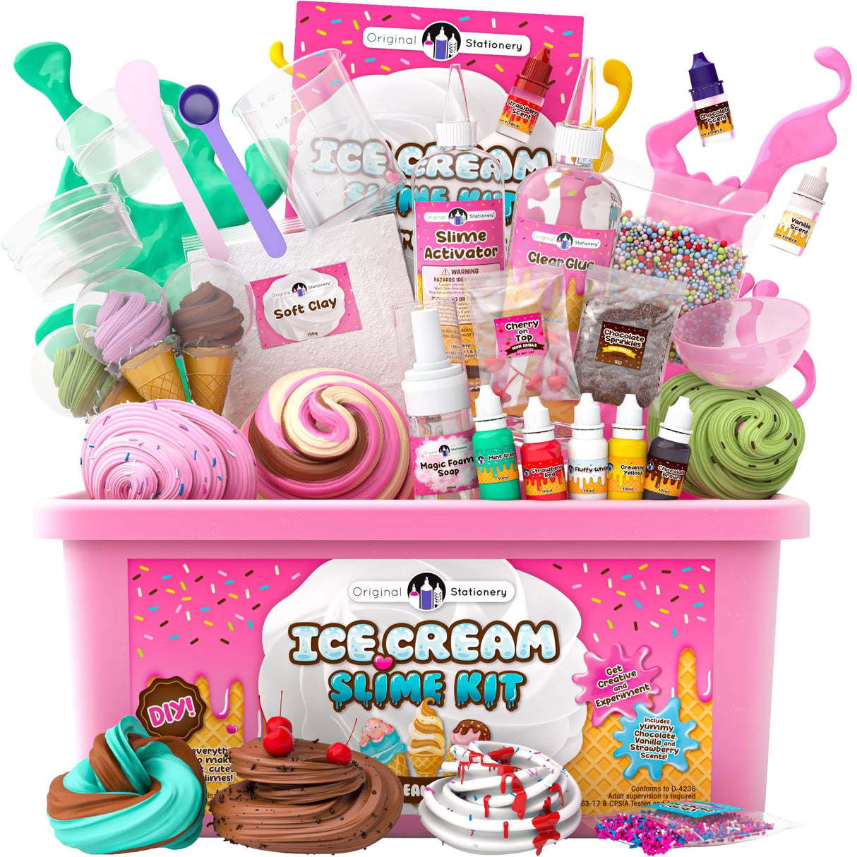 Original Stationery DIY Ice Cream Slime Kit for Girls with Butter Cloud & Foam - Creative Slime Making Toy & Birthday Present for Girls 8-10 Original Stationery
