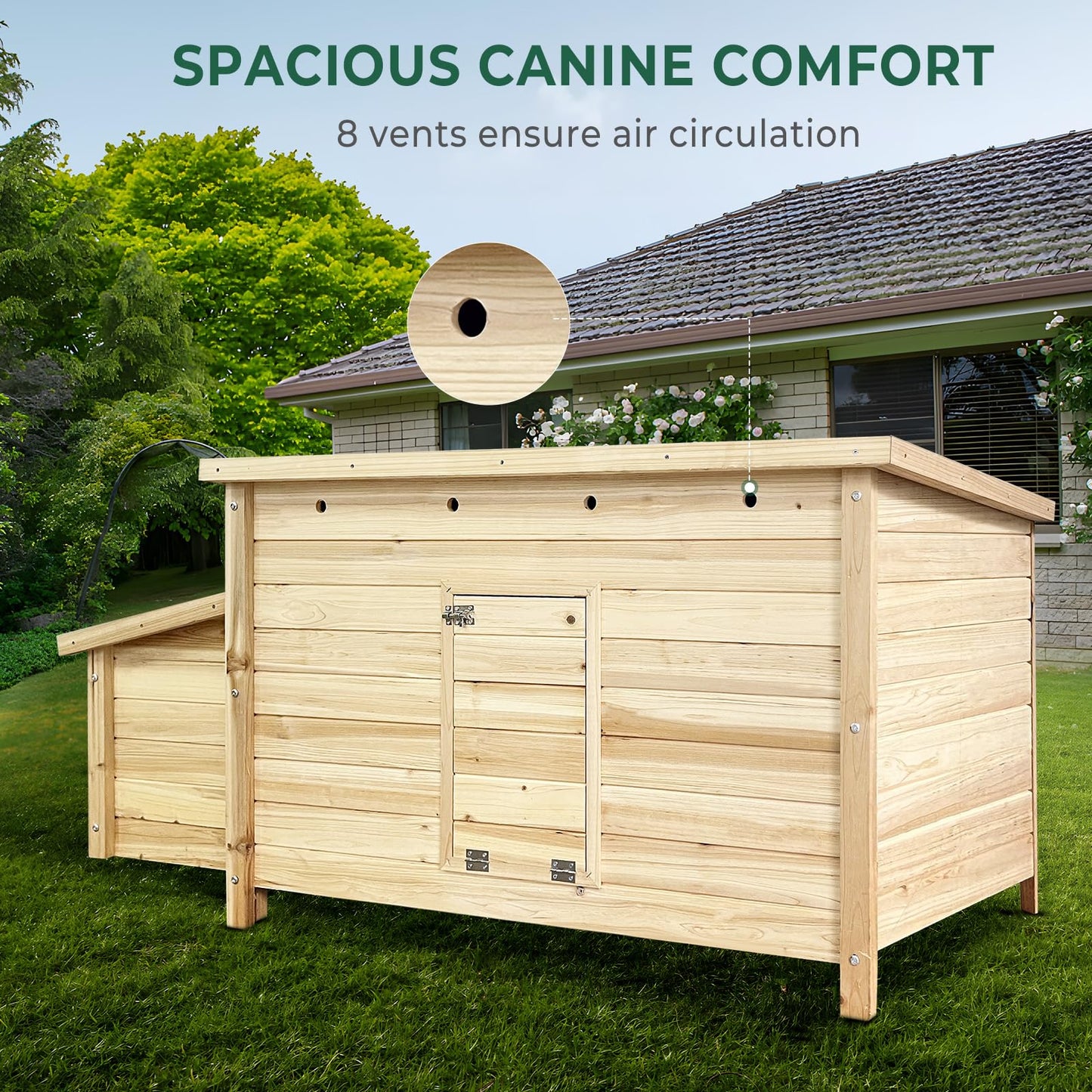 Lyromix Wooden Chicken Coop Hen House with 2 Chicken Nesting Box, Poultry Cage Rabbit Hutch for Outdoor Backyard - WoodArtSupply