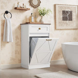 YESHOMY Tilt Out Trash Cabinet,10 Gallon Hidden Wooden Bin Cabinets, Laundry Hamper with Drawers, for Kitchen, Dining Room(Light White) YESHOMY