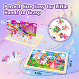Puzzles for Kids Ages 4-6,Unicorn Princess Wooden Jigsaw Puzzles 4 Packs Puzzles for Kids Ages 3-5,24 Pcs Educational Preschool Toddler Puzzle,Unicorn Toys Gifts for 3 4 5 6 Years Old Girls Boys Sticeard