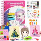 Tudaymol 4-in-1 Art & Craft Activity – DIY Dress Up Stickers, Makeup Kit, Foil & Gems Art, Creative Princess Fun, Costume Ideas & Accessories, Travel Toy, Gifts for Girls Ages 4-8-12 Tudaymol