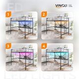VINGLI Full Size Metal Loft Bunk Bed Frame for Kids Teens Adults with Desk Underneath,2 Charging Station,LED Lights,Safety Guardrail and Stair,No Box Spring Needed,Black VINGLI