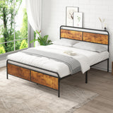 VECELO Metal Platform Full Bed Frame with Wooden Headboard,Sturdy Steel Slats Support/Matress Foudation/No Box Spring Needed(Classic) VECELO