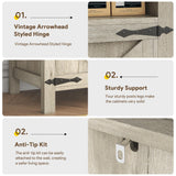 knoworld Buffet Cabinet with Storage Farmhouse with 4 Doors, 55'' Large Kitchen Storage Cabinet Wood Coffee Bar Buffet Sideboard for Kitchen, Dining Room, Entryway knoworld