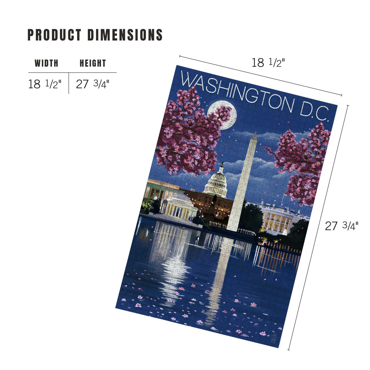 Lantern Press Made in USA Puzzle for Adults - 1000 Pieces, Reference Poster, Premium Box, Washington, DC, Night Scene Lantern Press