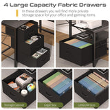 Yoobure L Shaped Desk with Drawers, Gaming Desk with LED Lights & Outlets, 75" Reversible Computer Desk with Storage File Cabinet & Printer Stand, Corner Desk Office Desk with Dual Monitor Stand Black Yoobure