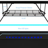 Atlantic Viper 3000 Gaming Desk – Single Laminated Surface, Heavy-Duty Steel X-Legs, Integrated LED, 3 USB 3.0 Ports, Smart Device Slot, Surge Protector Tray, Headset Hooks, PN 33906164 - Black Atlantic