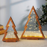 SOONOW Christmas Decorations, Wooden Christmas Tree, Tabletop Christmas Tree with Lights, Small Lighted Christmas Trees Decor for Table Top Mantle Shelf, 2 Pack (Large 14.2" H & Small 10.2" H) SOONOW