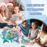 Bowetile Dolphin Diamond Art Desktop Ornaments Kits for Adults Beginners, 5D Special Shape Diamond Art Painting Animals Tabletop Ornaments, Crystal Gem Art Painting for Home Table Decor Crafts Gift Bowetile