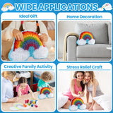 Rainbow Latch Hook Kit Rainbow Pillow DIY Craft Kit for Kids Making Your Own DIY Pillow Yarn Craft Kit for Girls Pattern Paint Cross Sewing Sofa Cushion Plush Gift for Kids Justforjoyful
