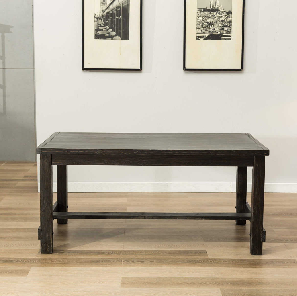 Roundhill Furniture Leviton Wood Dining Set, Table with 6 Chairs, Gray Roundhill Furniture