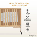 Dream On Me Quinn Full-Size Folding Crib in Natural, Removeable Wheels, Modern Nursey, Adjustable Mattress Support, Portable Crib, Patented Folding System Dream On Me