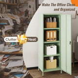 Steehoom Locker Cabinet, 59.06" H Green Metal Locker Storage Cabinet for Employees with Locking Door and 2 Shelves Kids Locker Tool File Cabinets for Bedroom, Home Office, Garage, Bathroom Steehoom