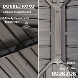 Kozyard Alexander Hardtop Aluminum Permanent Gazebo with a Mosquito Net and Privacy Sidewalls (Alexander 12'x14' (Brown) Kozyard