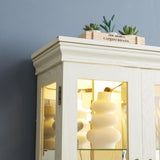 Firscook Curio Cabinets with Bulb,Lighted Glass Curio Display Cabinet,Glass Display Curio Cabinet with Tempered Glass Doors and Shelves,China Cabinet with 6 Shelves (White,71.46 x 24.21 x 12.20Inch) Firscook