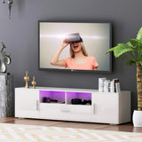 HaiQiwawo LED TV Stand for 75 Inch TV, High Gloss White 75 Inch TV Console Table, Modern Mirrored Entertainment Center with Storage Drawers and Lights for Living Room Gaming Room and Bedroom HaiQiwawo