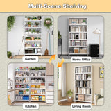 OSEILLC 5-Tier Bookshelf, White Bookshelf with Storage Shelves, Metal Bookshelves, 69" Tall Bookcase for Living Room, Library, Office, Bedroom, Including Book Stopper OSEILLC
