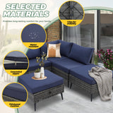 LVUYOYO 8 Pieces Outdoor Patio Furniture Set, Wicker Sectional Sofa Set for All-Weather, Rattan Conversation Sets with Cushions and Storage for Deck, Backyard, Porch (Grey) LVUYOYO