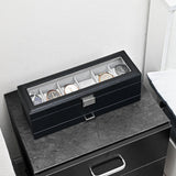 ProCase Watch Box for Men, 6 Slot Watch Display Case with Drawer, Mens Watch Case With Glass Lid, 2-Layer Jewelry and Watch Storage Watch Holder Organizer for Men Women -6 Slot, Black ProCase