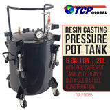 TCP Global 5 Gallon (20 Liters) Pressure Pot Tank for Resin Casting - Heavy Duty Powder Coated Pot with Air Tight Clamp On Lid, Caster Wheels, Regulator, Gauge - Use for Curing Resin in Casting Molds TCP Global