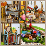 Taimimy DIY Miniature House Kit, Miniature Building Kits, Wooden Greenhouse Miniature Kit with Furniture & LED, Creative Dollhouse Kit for Adults, Hobby Craft Home Decor Birthday Gifts Taimimy