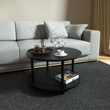 Vanrohe Small Round Coffee Table with Open Storage for Small Space, 23.5" Black 2-Tier Wooden Center Table for Living Room, Metal Legs, Easy to Assemble Vanrohe