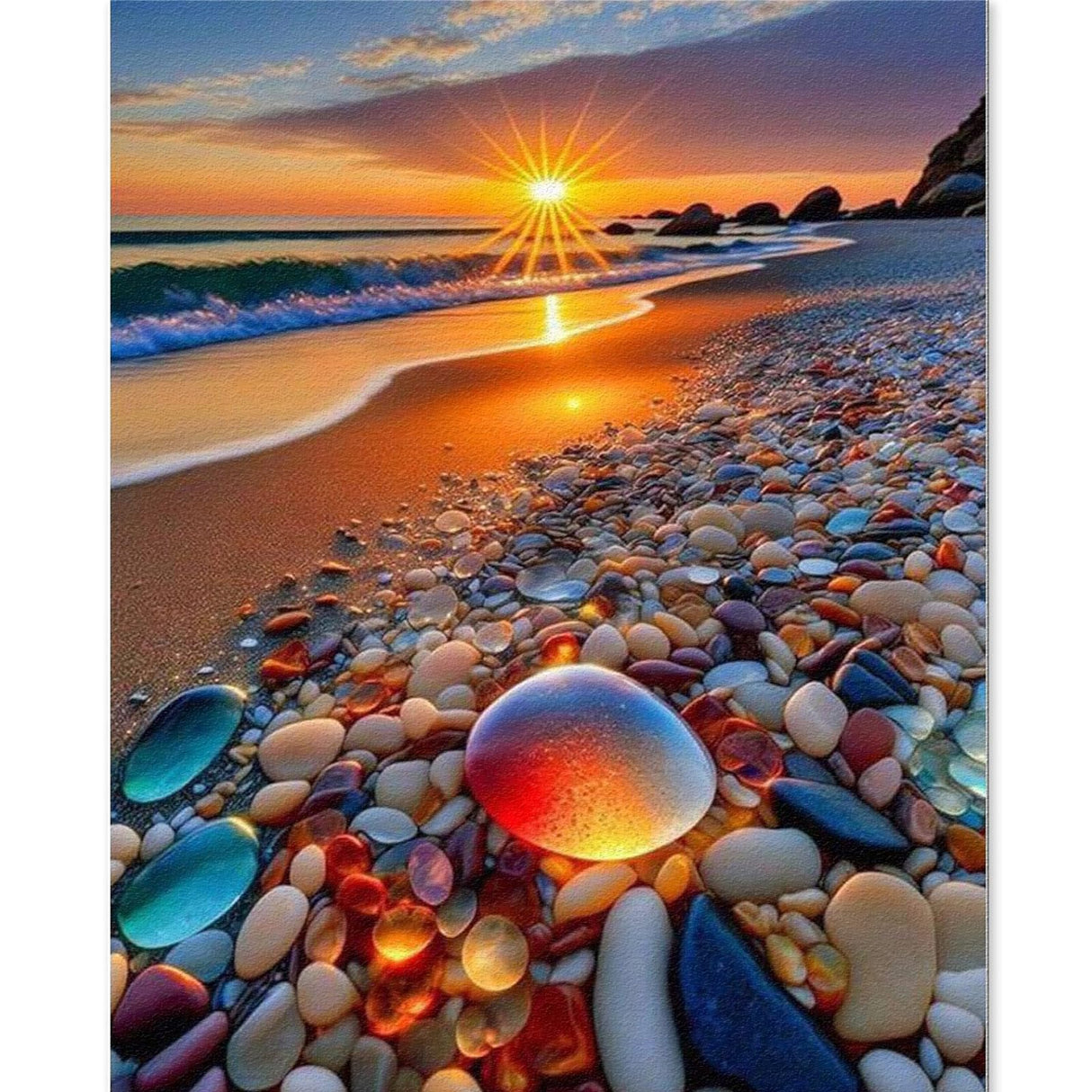 TOCARE Beach Paint by Numbers Kit for Adults Beginner, Adult Paint by Number Canvas Sunset Beach, Oil Painting Paint by Numbers Adult Nature Scenes 16x20inch TOCARE