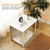 DWANTON Dog Crate Furniture with Cushion, Wooden Dog Crate with Double Doors, Dog Furniture, Dog Kennel Indoor for Small/Medium/Large Dog，End Table, Small, 27.2" L, White Dwanton