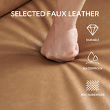 Atopston 63" Faux Leather Loveseat Sofa, Mid-Century Modern Decor 2 Seater Love Seat Couches, Comfy Armrest Small Couch with Wood Grain Legs for Living Room Apartment, Tan Leather Atopston