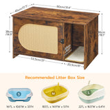 HOOBRO Cat Litter Box Enclosure with Rattan Door, Hidden Litter Box Furniture, Litter Box Enclosure with Adhesive Cat Scratching Mat, Coffee Table, 31.4" L x 17.7" W x 18.1" H, Rustic Brown FY18MW01 HOOBRO