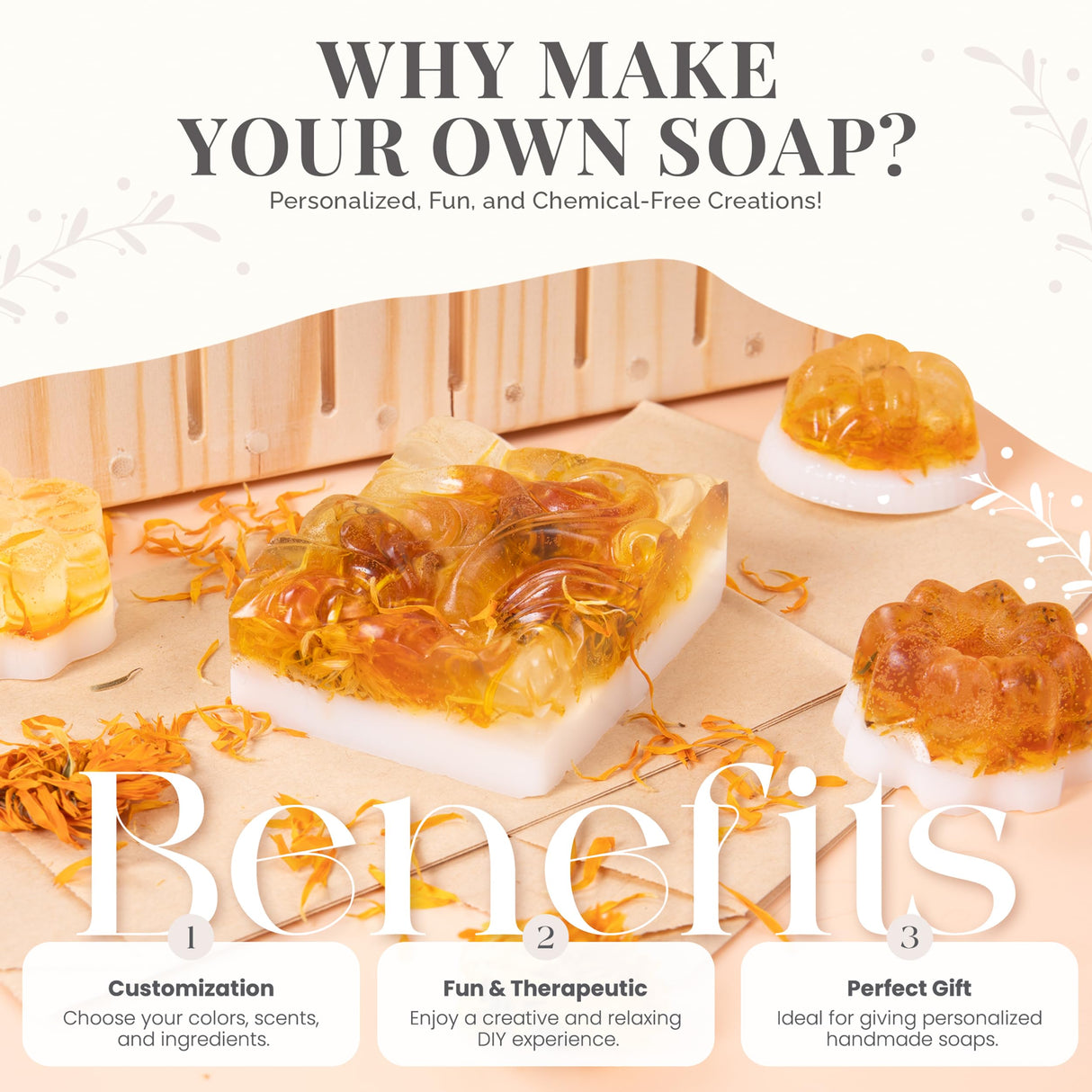 WeInd Large Soap Making Kit - DIY Craft Kit for Adults & Kids - Modern Art & Craft Kit with Soap Base, Melt & Pour Base, Silicon Molds, Soap Cutter, Essential Oils & Fragrances - Handmade Gift WeInd