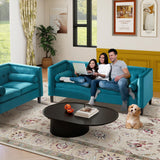 Dreamsir 78'' W Velvet Sofa, Mid-Century Love Seats Sofa Furniture with Bolster Pillows, Button Tufted Couch for Living Room, Tool-Free Assembly (Sofa, Peacock Blue) Dreamsir