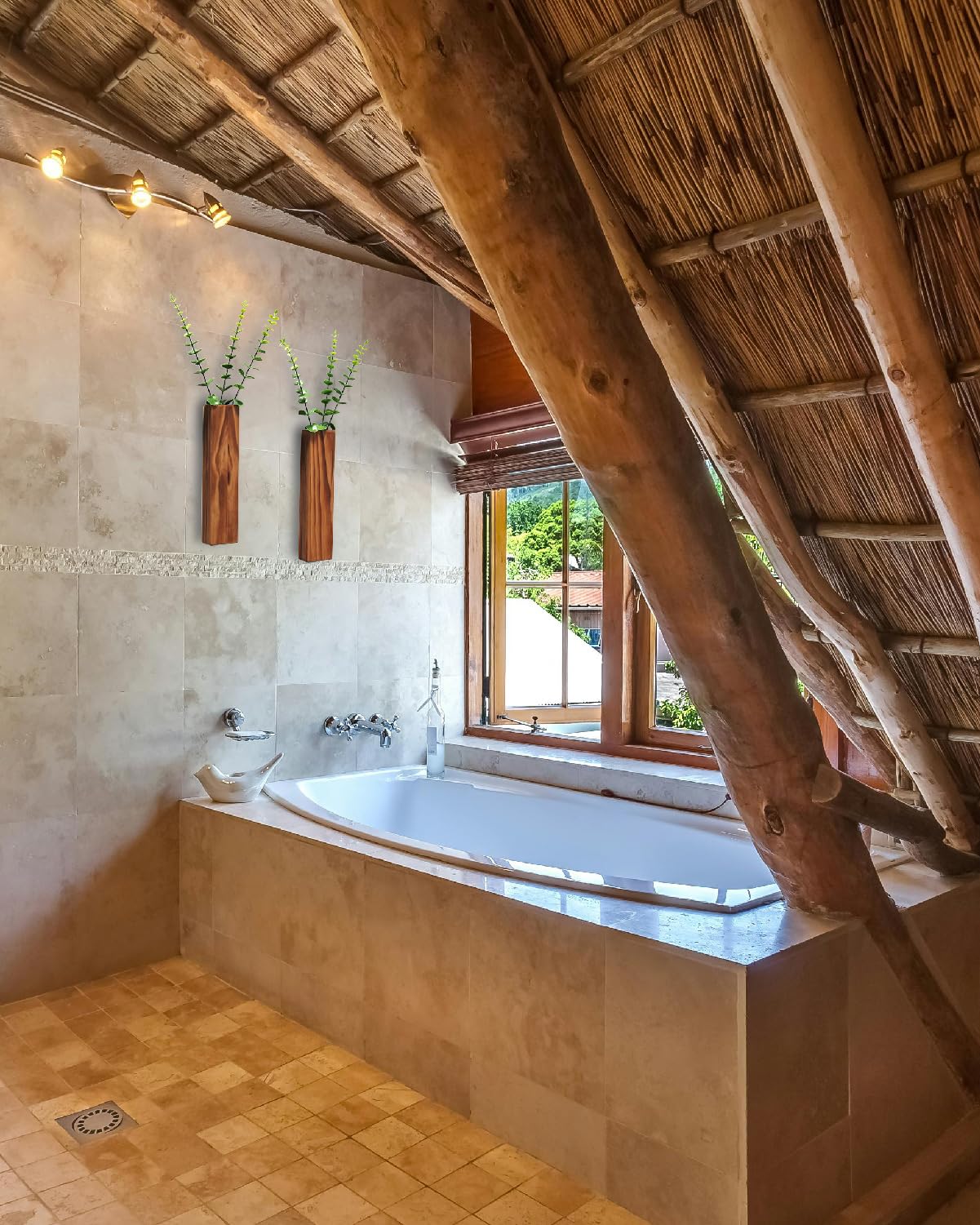 MHYGJQA Wood Wall Planter for Indoor Plants,2 Pack Bathroom Wall Decor,Handmade Wood Wall Vase for Bedroom,Living Room,Hanging planter for Dried Flower Faux Greenery,Modern Farmhouse home Decor(Brown) MHYGJQA