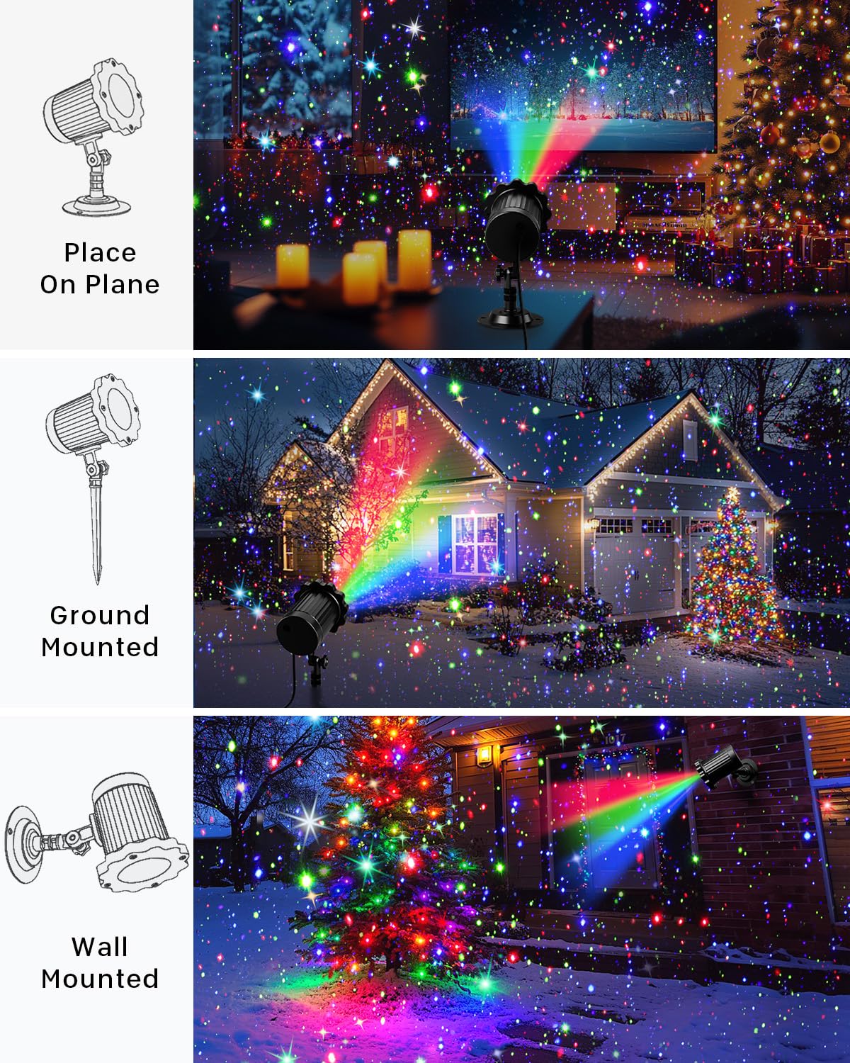 Laser Christmas Projector Lights Outdoor, Christmas Decorations Stars Light Show, Holiday Projector Decorations for House/Garden/Party FLITI