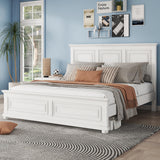 OYUMOENTS King Size Bed Frame Farmhouse Style, Tall Headboard King Bed Frame with Footboard, Pinewood Antique Beds, Farmhouse Style, Noise-Free, No Box Spring Needed, White OYUMOENTS