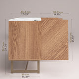 roomfitters Mid Century Modern TV Stand for TVs up to 65", Herringbone Sideboard Buffet Cabinet Credenza, Marble Top Media Console, Boho Entertainment Center for Living Room, Entryway (Oak Wood) roomfitters